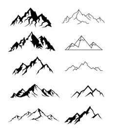 mountain silhouettes on white background