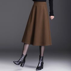 Olivia Mark - Womens High-Waisted Umbrella Pleated Midi Skirt Winter Dance Dresses, Plus Size Long Skirts, Skirt Mid Length, High Waist Pleated Skirt, Empire Dresses, Winter Office, High Waisted Pleated Skirt, Half Skirt, Plus Size Maxi