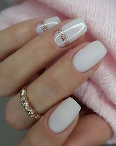 Nagellack Trends, Romantic Nails, Square Nail Designs, Beige Nails, Short Square Nails, Pretty Nail Art Designs, White Nail Designs, Pretty Nail Art