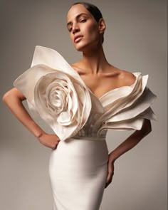 Couture Draping, 3d Draping, Structured Fashion, Prom Dresses Off The Shoulder, Formal Occasion Dress, Couture Gowns, Rose Dress