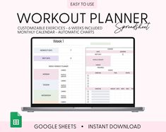 a laptop with the words workout planner on it