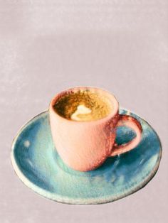 a painting of a coffee cup on a saucer