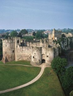 an aerial view of a castle in the countryside