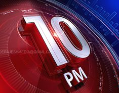 the ten pm logo is displayed on a red and blue news background in this undated image