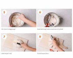 instructions for making homemade pizza dough on cutting board