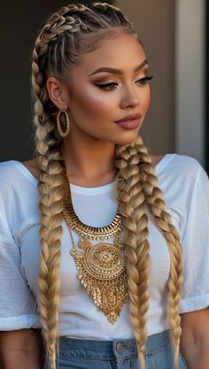 Blonde Goddess, Blonde Braids, Braided Cornrow Hairstyles, European Hair, Quick Braided Hairstyles, Cool Braid Hairstyles, Braids With Curls