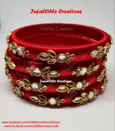 the red velvet bracelet is adorned with gold and crystal stones