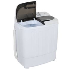 the portable washing machine is open and ready to be used by someone who wants to wash their hands