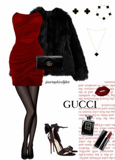 Red Dress Fur Coat, Red Dress Hollywood Glamour, Black Fur Coat Outfit, 23 Bday, Christmas Outfit Aesthetic, Black Coat Outfit, Dr Ideas, Fur Coat Outfit, Black Fur Coat