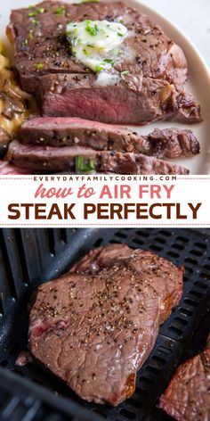 Learn How to Air Fry Steak Perfectly for your Valentine’s Day dinner menu! This easy to make beef recipe for dinner features sirloin steaks topped with garlic herb butter and rosemary. Impress your loved ones with a flavorful meal tonight! Air Fryer Steak, Steak Recipes, Food App, Food Waste, Meal Planner, Steak