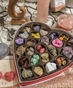 Crystal Chocolate Box Heart, Chocolate Box Heart, Nature Valentines, Valentines Aesthetic, Heart Aesthetic, Goblincore Aesthetic, Crystal Vibes, Crystal Aesthetic, Crystal System