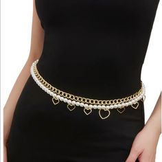 Item Measurements Taken From Size: M/L Faux Pearls Metallic Chains Belt Length: 44 Inches Material: All Man-Made Material Cheap Metal Chain Belt, Elegant Metal Chain Belt, Elegant Gold Pearl Chain Belt, Leather Thigh Harness, Gothic Chain Belt, Goth Chain Belt, Gucci Leather Belt, Maternity Belt, Flower Belt