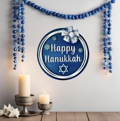 a hanukkah decoration with candles and decorations