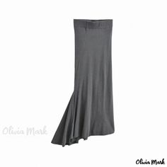 Olivia Mark - Form-Fitting Elastic Waist Midi Skirt with Asymmetrical Hemline, Irregular Pleating, Knee-Length and Textured Finish Fit And Flare Skirt, Paneled Skirt, Skirts Midi High Waisted, Leather Midi Skirt, Wrap Around Skirt, Fish Tail, Mermaid Skirt, Mid Length Skirts, Body Con Skirt