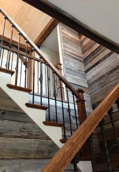 the stairs are made from wood and metal