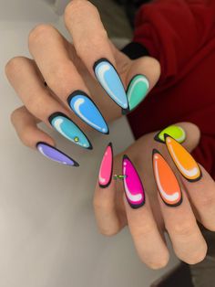 Two Color Nails, Galaxy Cupcakes, Rainbow Nails Design, Nail Art Diy Easy, Gel Acrylic Nails, Glow Nails, Blush Nails