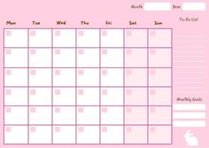 a pink calendar with squares on it