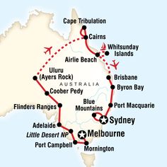 the map for australia and new zealand with all its major destinations, including cape trillition