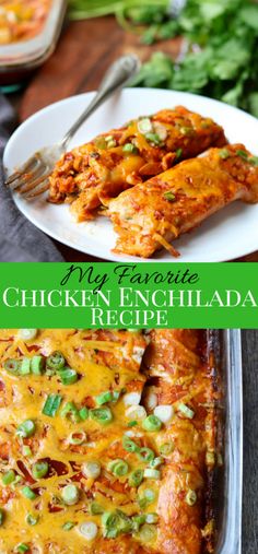 chicken enchilada recipe on a white plate