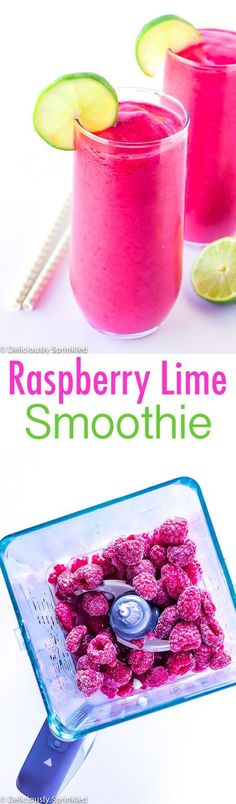 Raspberry Lime Smoothie #healthy #antioxidant Gökkuşaği Pasta, Breakfast Energy, Lime Smoothie, Morning Recipes, Smoothie Bar, Recipes Chocolate, Easy Morning