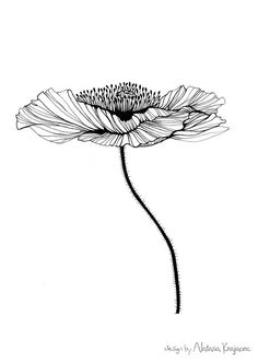 a black and white drawing of a flower