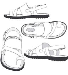 Mens Flip Flops Fashion, White Sketches, Sneakers Sketch, Shoe Sketches, Flat Sketches, Black And White Sketches, Shoe Design Sketches, Shoes Drawing, 캐릭터 드로잉