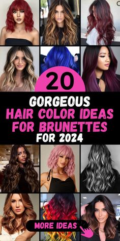 Unlock the potential of your brunette hair with "20 Hair Color Ideas for Brunettes in 2024." Our guide includes a variety of options, from highlights that brighten your look to balayage that adds depth and character. Whether you're seeking a short and chic style or a long and bold transformation, these hair color ideas allow you to express your unique beauty in 2024. Explore the collection and find the perfect shade to match your individuality. Hair Color Ideas For 40+, Hair Colour Summer 2024, Drastic Hair Change Ideas Brunettes, Hair Colors For 2024 Summer, Long Hair Colour Ideas Color Trends, Fun Hair Colours For Brunettes, Color For Brunettes With Gray, Hair Color Ideas For Women In 30s, Trending Hair Color Spring 2024