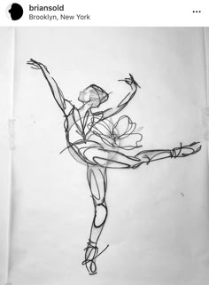 a drawing of a ballerina in the air with her arms outstretched and legs spread out