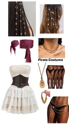 the costume is made up of different types of garters, chains and necklaces