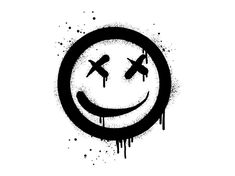 a smiley face painted in black and white