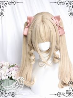 Bangs length: 12cm Hair length: 25cm Ponytails length : 45cm Attention: This price includes a wig only. Wig Details:Heat-resistant Synthetic Fiber Wigs Short, Magical Hair, Pigtail Braids With Bangs, Ponytail Hair, Cute Pigtails, Blonde Hair Wig, Kawaii Hair, Wig Pigtails, Hair Wig