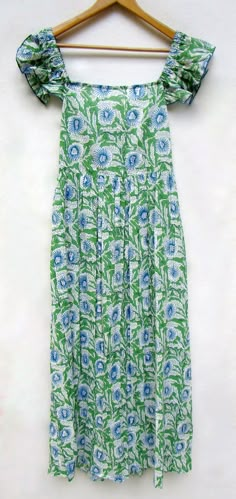 "ITEM DESCRIPTION summer blossom hand block printed cotton long strap maxi dress -square neck with elastic maxi dress -short sleeve with wide strap maxi dress Features : short sleeve, square neck, Long dress Material : Cotton cambric Fabric: 100% cotton soft light weight ethnic print fabrics Sleeve Length = 5 inch For more sizes & their measurement, please refer our below chart to understand the sizes variations available with us For your size requirement, please mention your size in seller Green Bohemian Maxi Dress With Square Neck, Green Block Print Maxi Dress For Vacation, Square Neck Long Dress, Cotton Dresses Summer, Maxi Dress Short, Church Fits, Short Maxi Dress, Dress Square Neck, Strap Maxi Dress