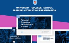 an advertisement for the university college school training education presentation, with images of students in graduation caps and gowns