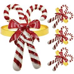 christmas candy canes and bows are on display