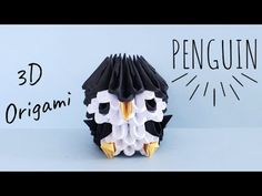 an origami penguin is shown with the words 3d origami on it