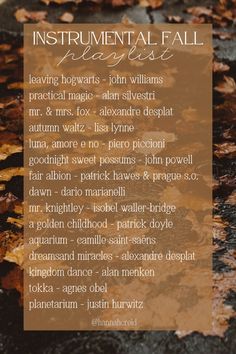 an autumn poem with leaves on it and the words,'instrument fall plagistics '