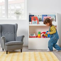 BERGIG Book display with storage, white - IKEA Toy Organizer Ikea, Kids Storage Furniture, Play Corner, Kids Playroom Furniture, Clutter Free Home, Kid Toy Storage, Playroom Furniture, Ikea Family, Book Display