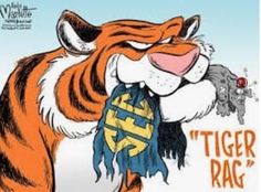 the tiger is wearing a scarf around his neck