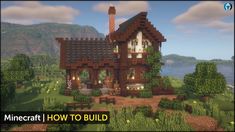 a minecraft house is shown with the words how to build it in front of it