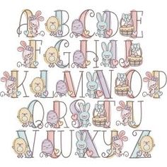 the letters are decorated with cartoon animals and letters that spell out the letter's