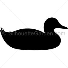 a black and white silhouette of a duck