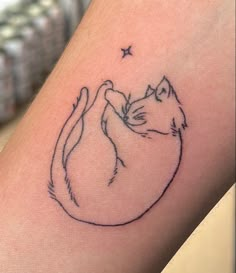 a small tattoo on the leg of a cat