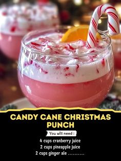 Candy Cane Punch Recipe, Candy Cane Punch, Candy Cane Christmas Punch, Yoli Recipes, Christmas Drinks Nonalcoholic, Family Drinks, Holiday Punch Recipe, Christmas Drinks Recipes, Slushie Recipe