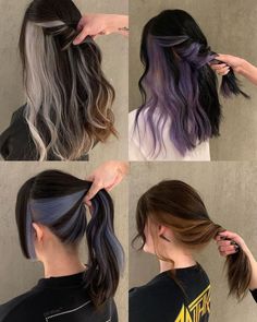 Under Hair Color, Hidden Hair Color, Korean Hair Color, Hair Color Underneath, Peekaboo Hair, Hair Color Streaks, Hair Streaks, Dye Ideas