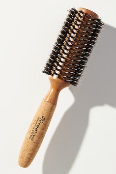 Boar, nylon bristles; cork handle Imported | Mixed Bristle 2.5 Inch Round Hair Brush by Creative Pro Hair Tools in Beige, Women's, Nylon at Anthropologie Best Round Brush For Thick Hair, The Body Shop Hair Brush, Boars Hair Brush, Hair Brush Round, Bamboo Hair Brush Set, Balmain Hair Brush, Boar Hair Brush, Pro Hair, Round Hair Brush