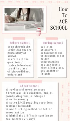 an info sheet describing how to ace school