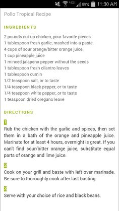 the recipe is shown in green and black text, with instructions for how to make it