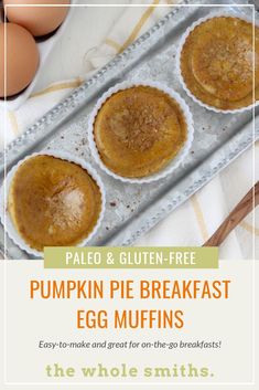 pumpkin pie breakfast egg muffins on a tray