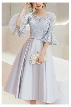 Shop elegant tea length semi party dress with lace sleeves online. Sheprom offers formal, party, casual & more style dresses to fit your special occasions. Midi Homecoming Dresses, Dress With Lace Sleeves, Evening Gowns Elegant, Long Evening Gowns, فستان سهرة, Midi Cocktail Dress, Tea Length Dresses, Prom Dresses With Sleeves, Prom Dresses Lace