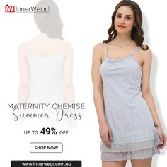 Elegant and extremely romantic chemise with thin and comfortable straps in different colors will surely find its place in every pregnant lady's wardrobe. Buy your Maternity chemise summer dress today at up to 49% off! Black Pajamas, Maternity Sleepwear, Real One, Under Dress, Mori Girl, Lace Sleeves, Pregnant Women, Summer Dress